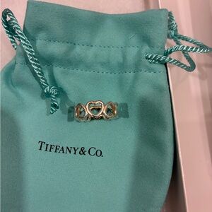 Tiffany & Co. Open Heart Sterling Ring - Silver on Blue Pouch